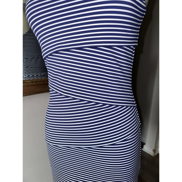 J. McLaughlin Dresses & Skirts - A7* J. MCLAUGHLIN navy blue and white striped Nicola tiered sleeveless dress XS